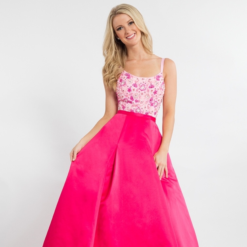 Rachel Allan A-Line formal dress with beaded top